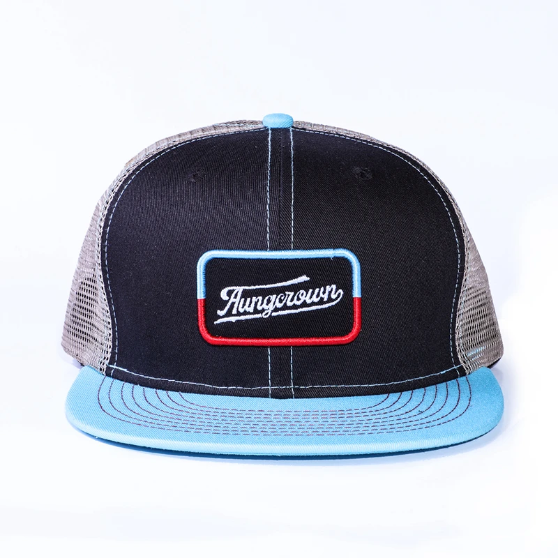 Customized Logo Sports Caps Classic Color Block Contrast Vintage Flat bill Mesh Gorras Men Trucker Hat Snapback Cap