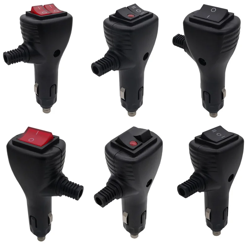 12V 24V Car Male Cigarette Lighter Plug Connector With Dual Switch Cigar Lighter Plug Auto Interior Part
