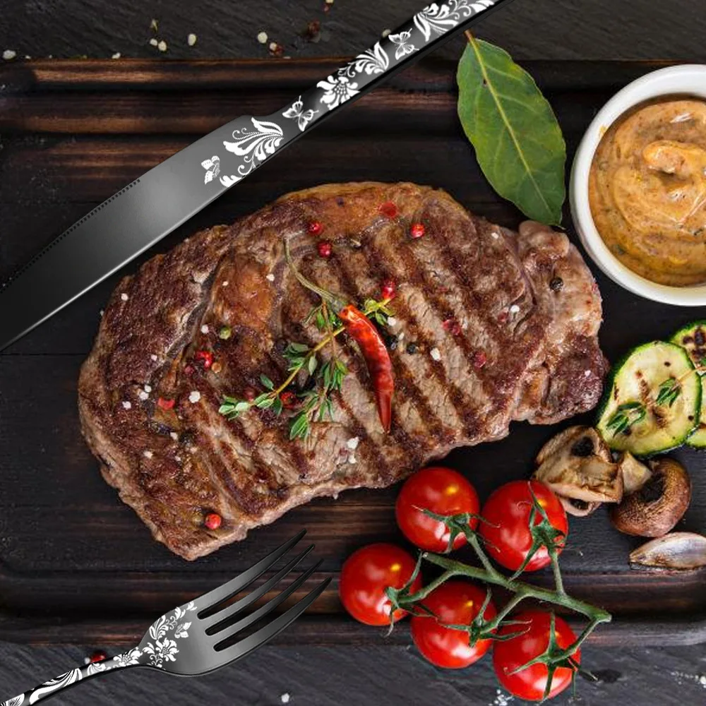 Набор посуды из нержавеющей стали с узором 20 шт. Западный Стейк-нож вилка и ложка