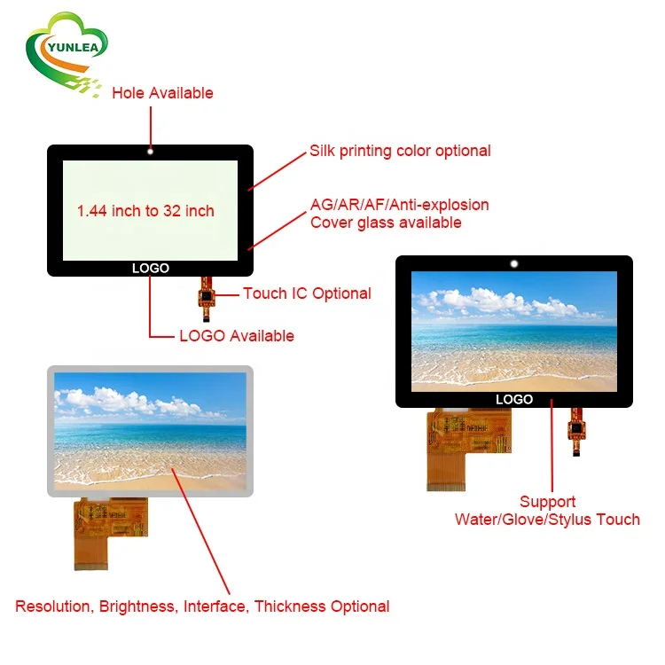 Industrial RGB Lvds Lcd Touch Display 3.5 4.3 5 7 10.1 Inch Tft Lcd Touch Screen Panel
