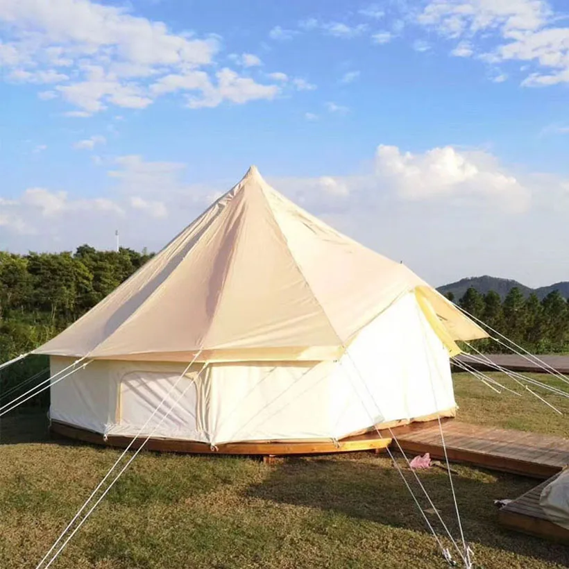 Hot Sale 4-6 Persons Winter Waterproof CGmping Canvas 4m 5m 6m 7m Yurt Resort Bell Tent for Hotel