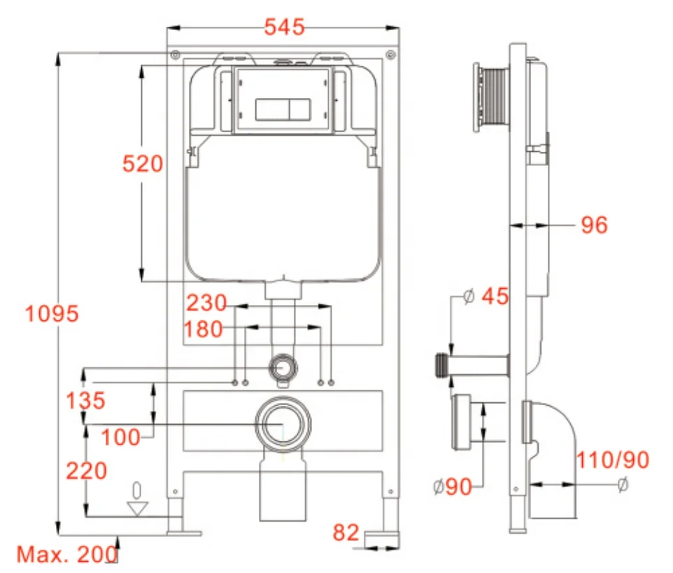 Water Saving Cistern Dual Botton Toilet Water Tank Concealed Cistern Manufacturers