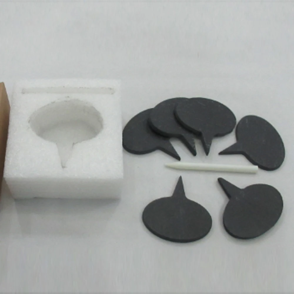 wholesale set 6pcs natural black slate cheese markers tags labels with writing chalk for party dinner wedding