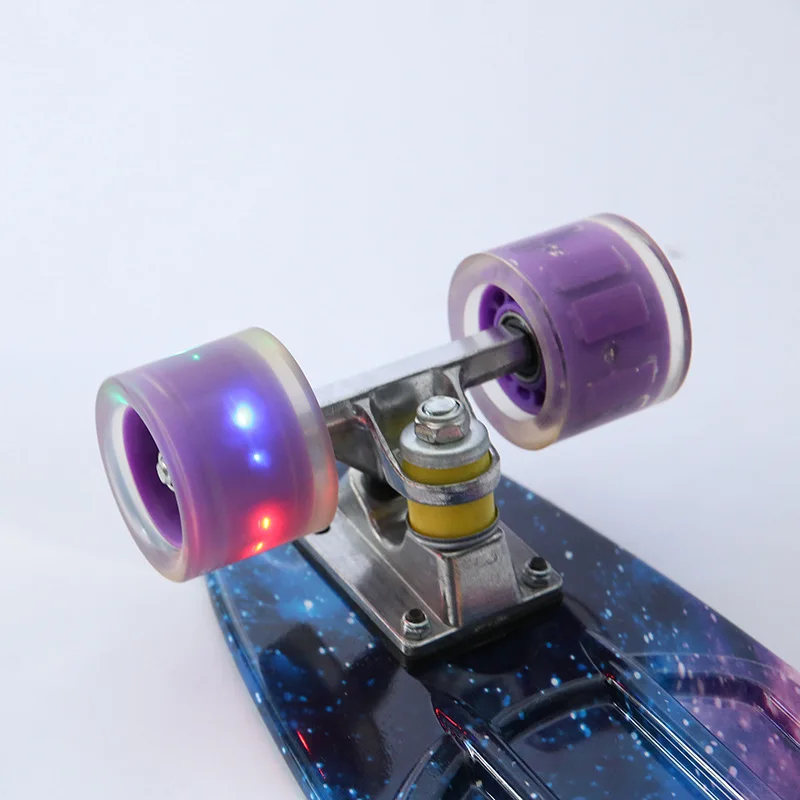 Custom Size Kids Single Warped Skateboard With Pu Flash Wheel Longboard Cheap All Terrain Skate Board