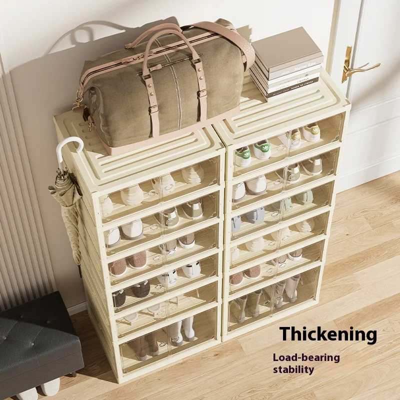 wholesale transparent plastic stackable shoe storage boxer free-installation folding sneaker plastic display organizer