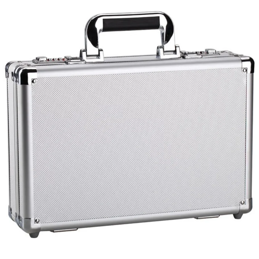 Portable Multi-Functional Aluminum Case with Sponge Addition OEM/ODM Support File Protection Password Box/Cash Storage Box