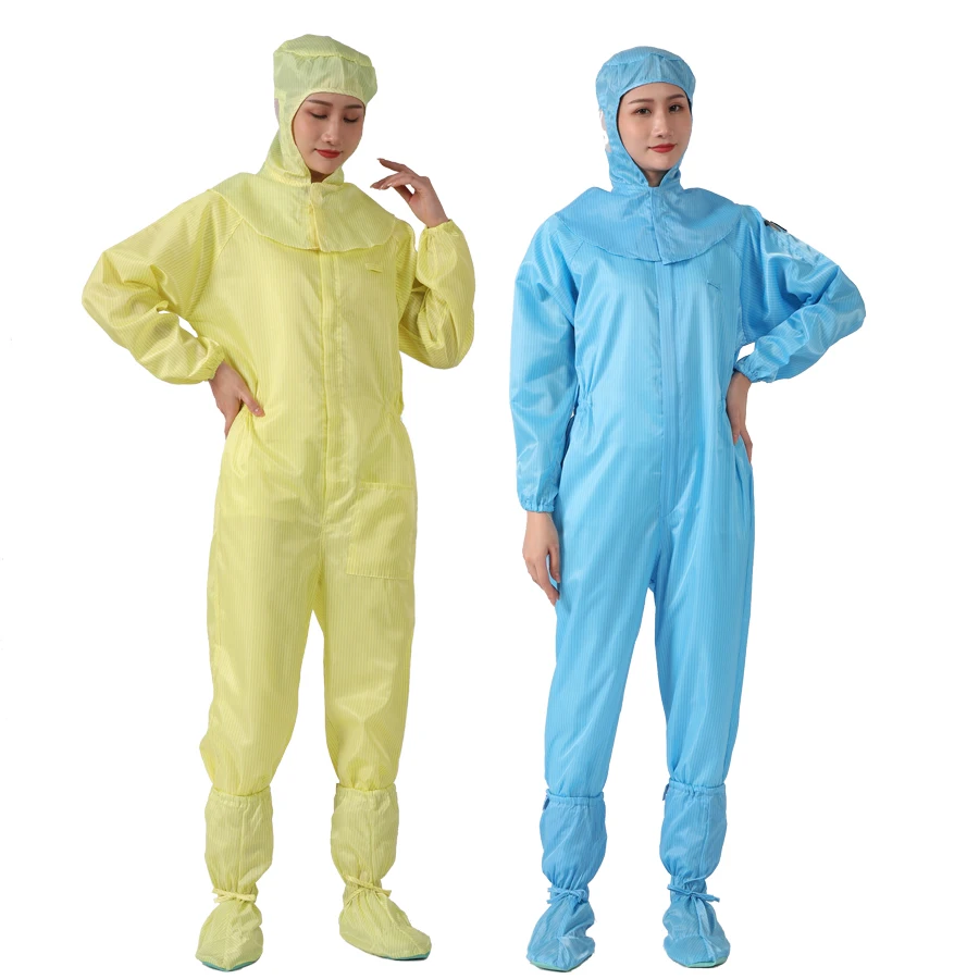 Reusable Antistatic Laboratory cleanroom Coverall esd jumpsuit With Attached or Seperate Hood