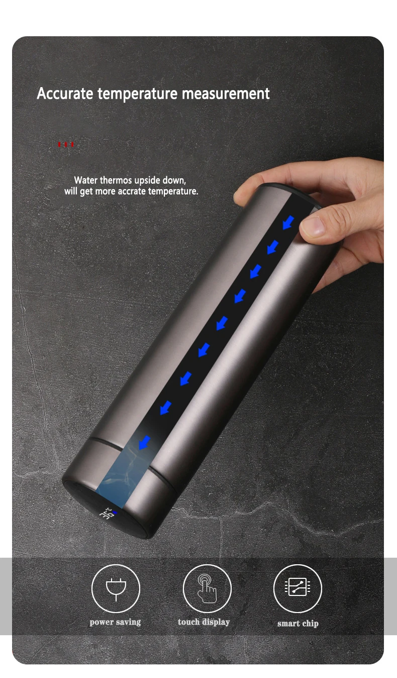 Wholesale Custom Stainless Steel Thermo Led Temperature Display Vacuum Insulated Smart Water Bottle