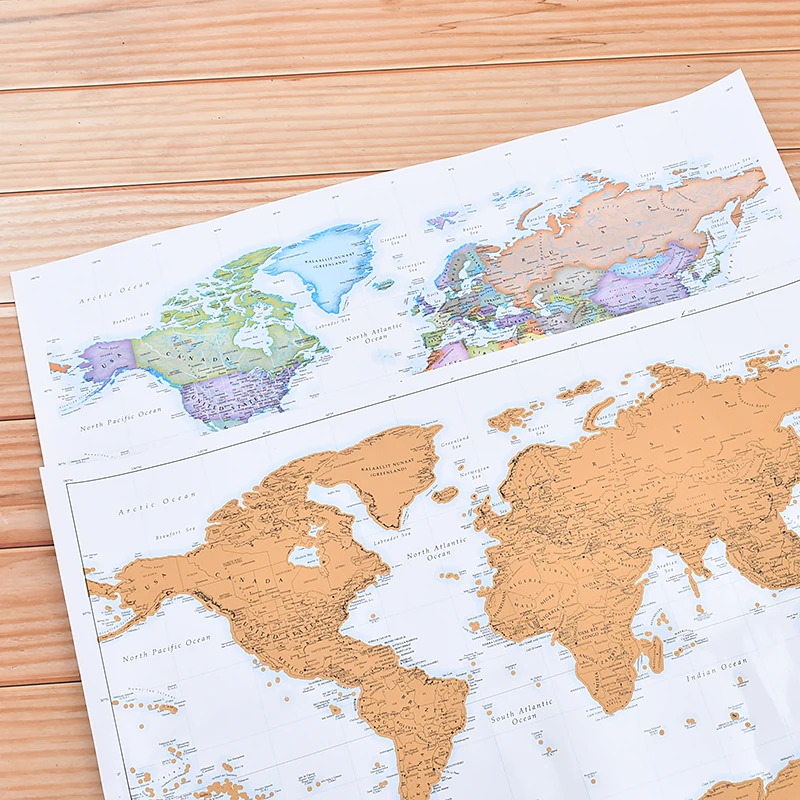 Новый дизайн мира пользовательские путешествия большой карта мира плакат, Скретч Карта мира