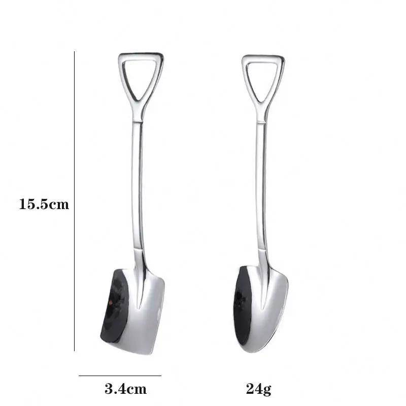 2PCS Set Cute Dessert Spoons Shovel Shape Stainless steel mini Coffee spoon Cute Retro Small Spoon for High Tea teaspoons