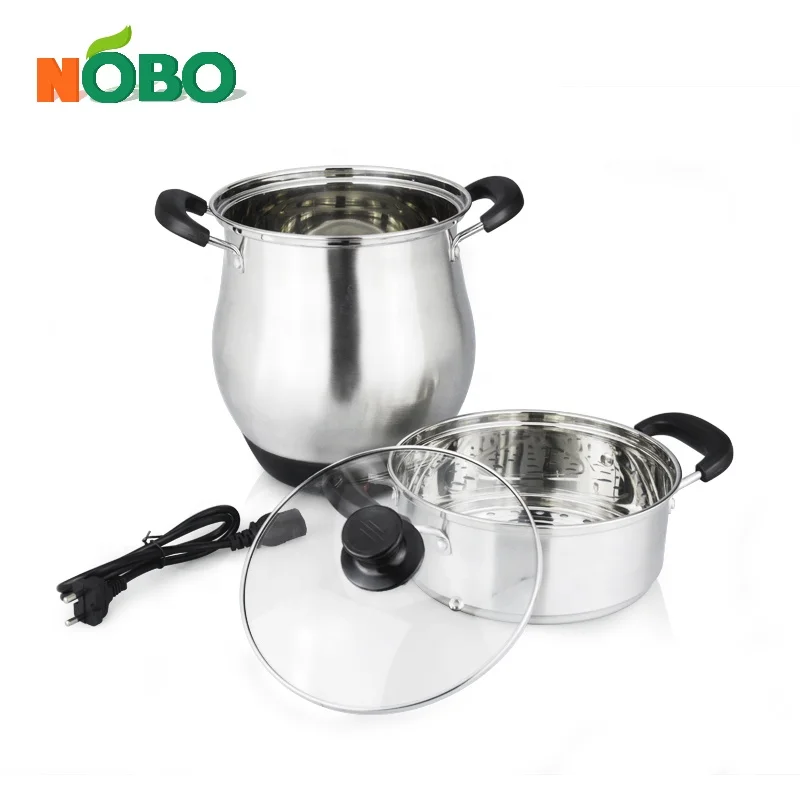 Portable multi-functional double layer electric steamer stainless steel rice cooker with glass lids