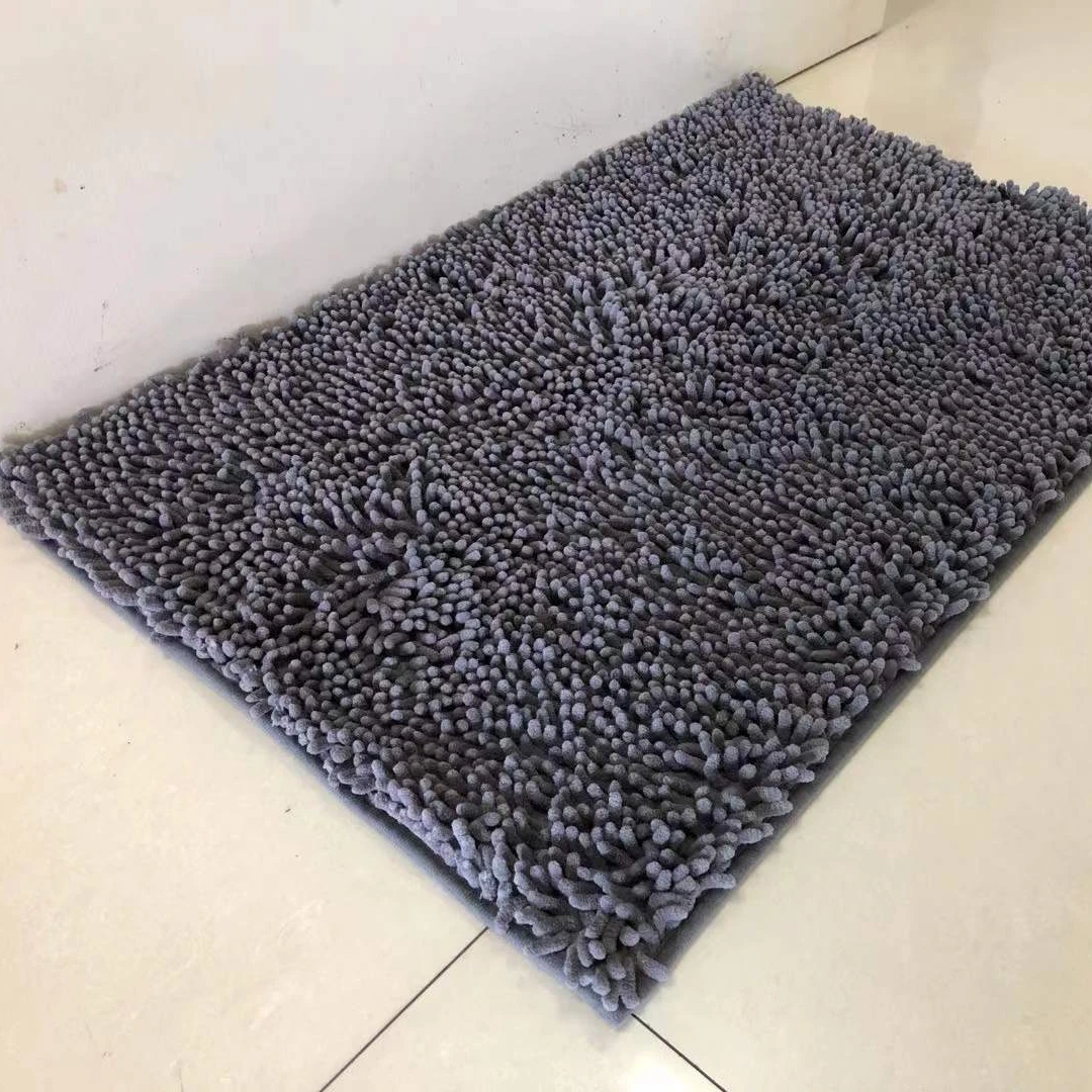 Water Absorbent Chenille Bathroom Rug Mat TPR Non-slip back high pile bath mat