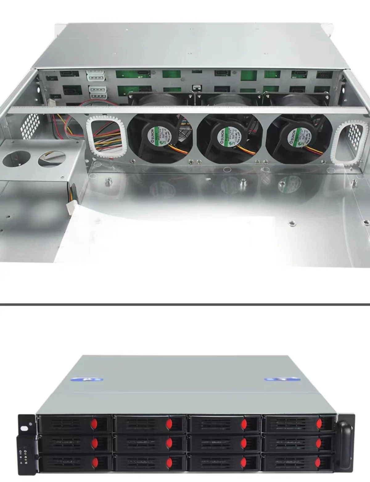 2U hot swap case Rackmount 12 bays industrial computer chassis for office use in stock