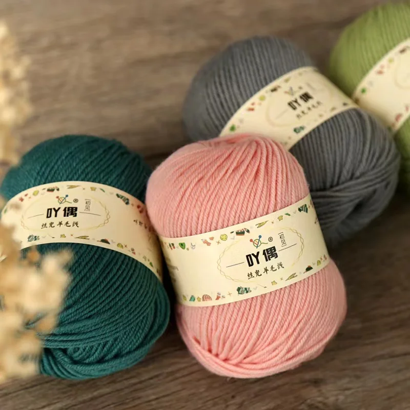Bojay High Quality Ball Yarn 50g 4ply Super Soft Mercerized Wool Yarn For Hand Knitting Crochet Sweaters
