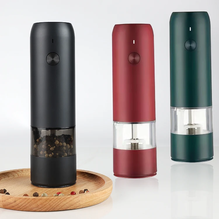 Automatic electric USB salt and pepper grinder adjustable portable spice grinder set salt mill with light