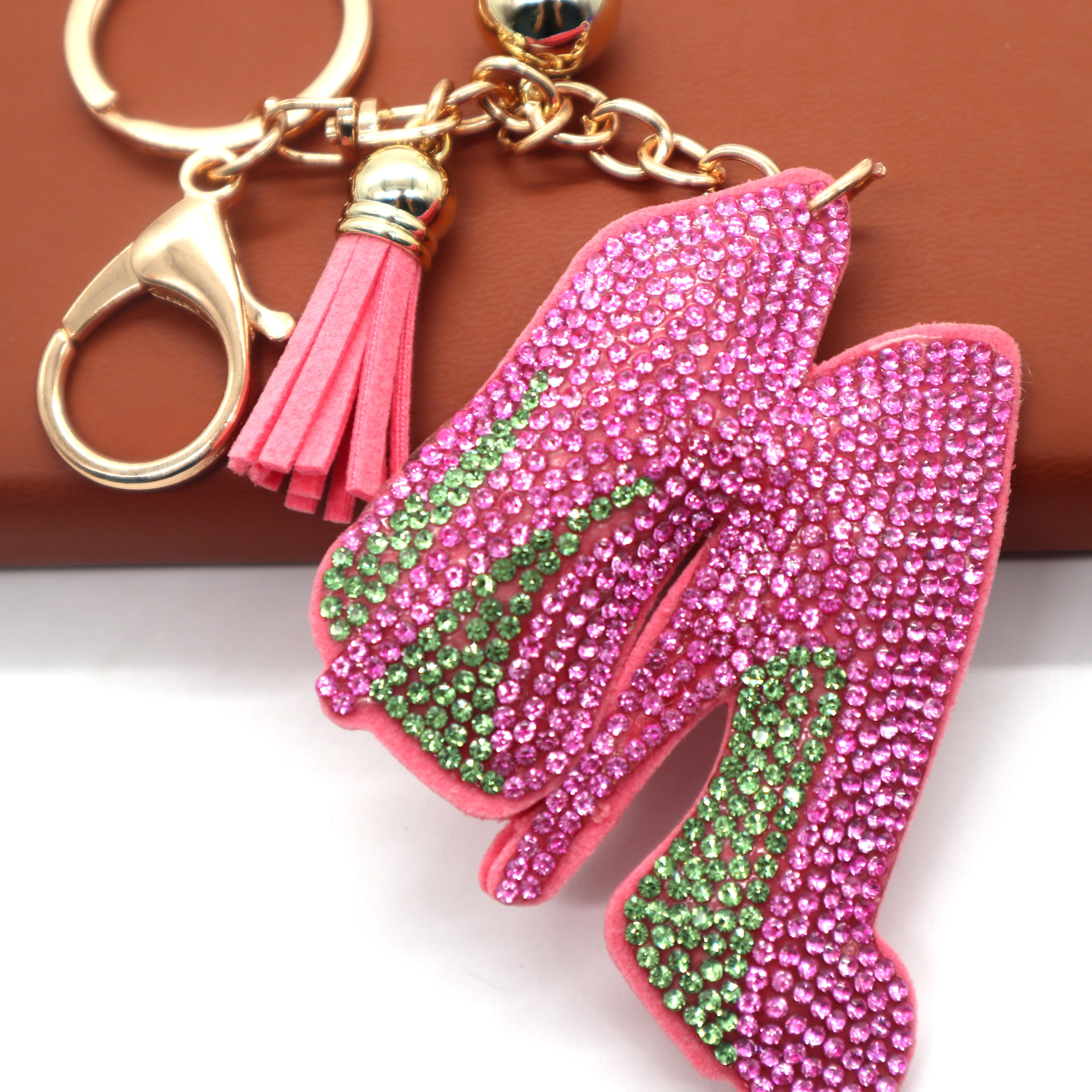 Fashion Rhinestone shoe Keychain fo women Greek sorority Bling High Heel Keychain Stiletto Heel Key Chain