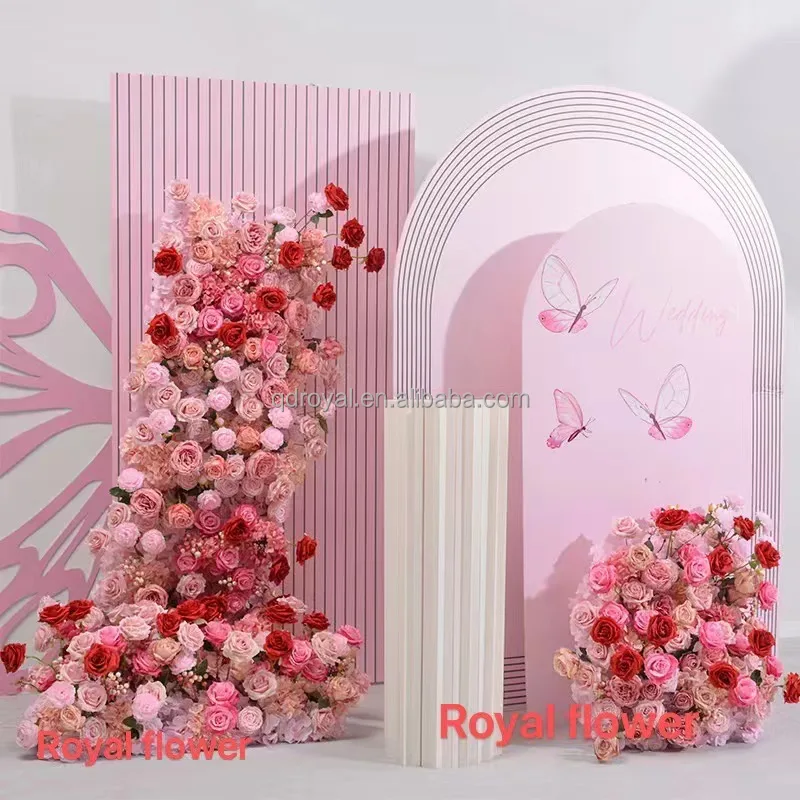 new design Customized Roses babybreath runner Backdrop Panel Decoration Artificial Flowers Rustic Wedding Bride Chuppah Arch