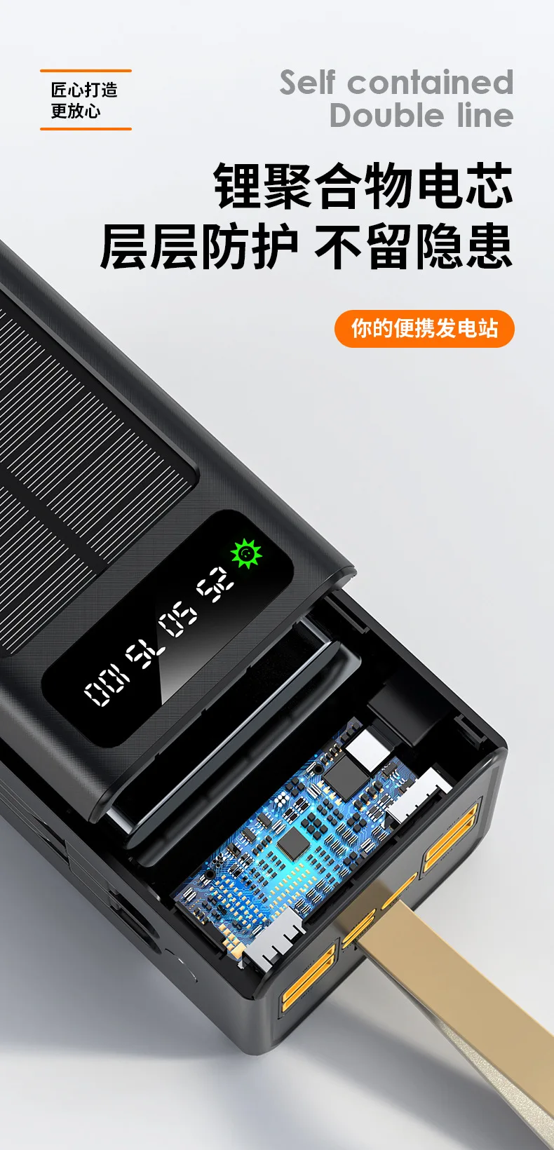 solar power bank 30000mah 40000mah 50000mah 60000mah laptop power bank power banks station PD quick charge 22.5w output