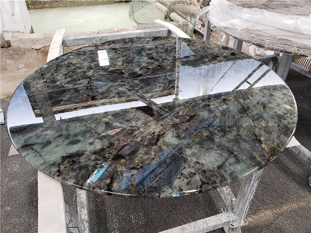 Cut to Size Labrador Labradorite Granite Luxury Stone Blue Jade Kitchen Island Translucent Lemurian Blue Granite Slab Tile