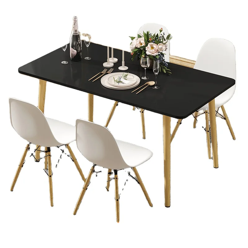 Black Color Dining Table Factory Supplier Home Furniture Solid Wood Table