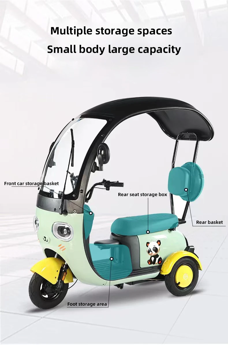 Manufacturer Electric Scooters 3 Wheels Rain-roof E-trike 650w 60v20ah 48v20ah Battery Electric Tricycles For Adults