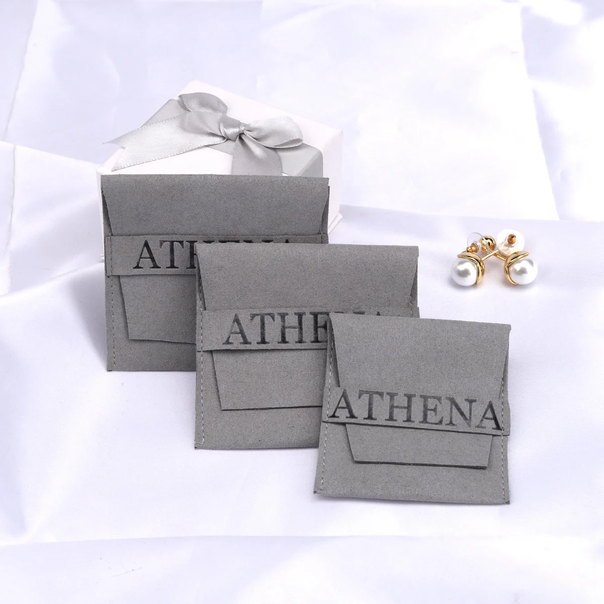 Custom Screen Printing Small Envelope Jewelry Packaging Pouch Luxury Microfiber Earring Jewelry Bag With Pad