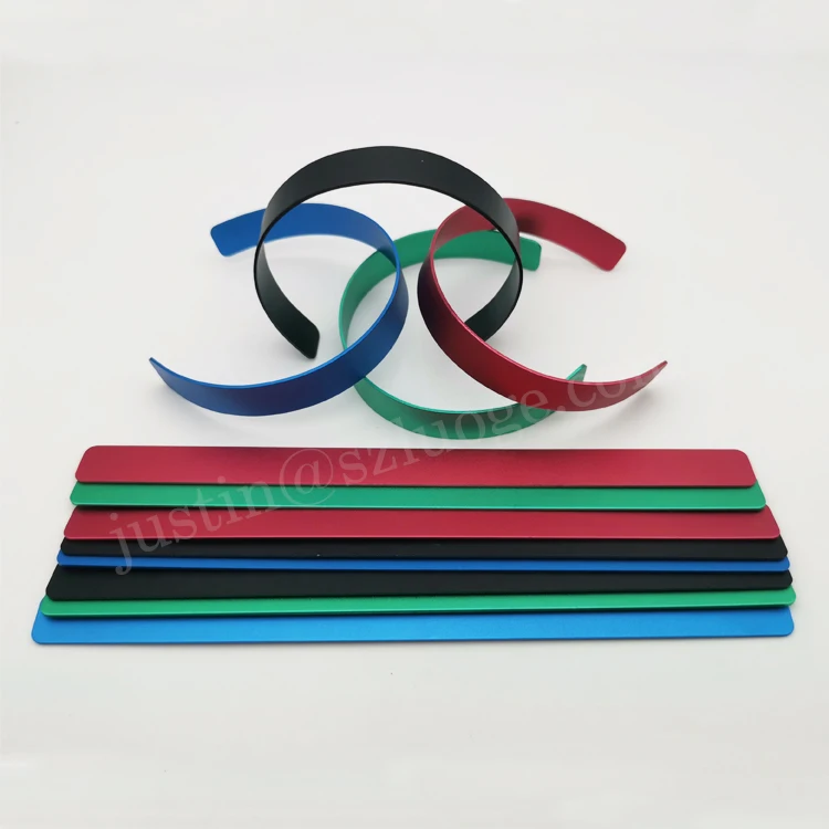 custom metal plate bracelet anodized aluminium blank metal bracelet for laser engraving logo
