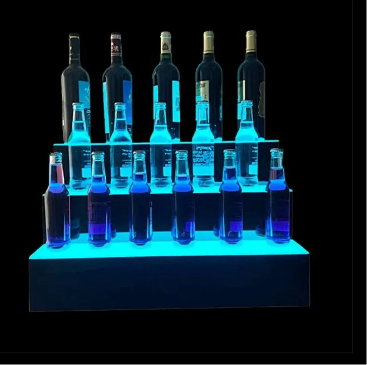 Acrylic Bottle Holder Stand Display Home Decoration Bar LED Lighted Floating Wall Shelves