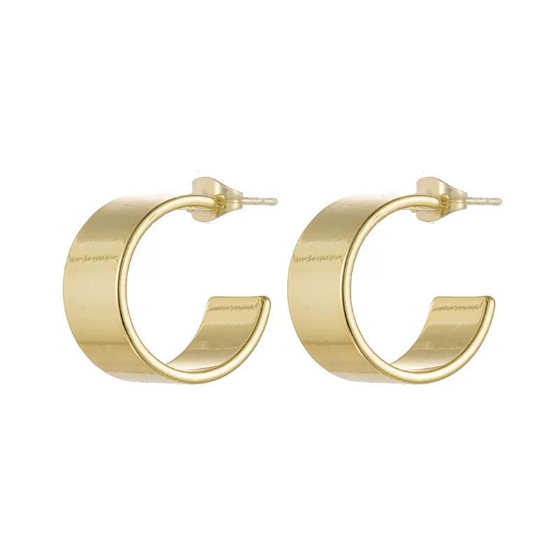 OEM Brass Statement Hoop Earrings 18k Gold Color Metal Earrings for Women Summer Waterproof Party Jewelry