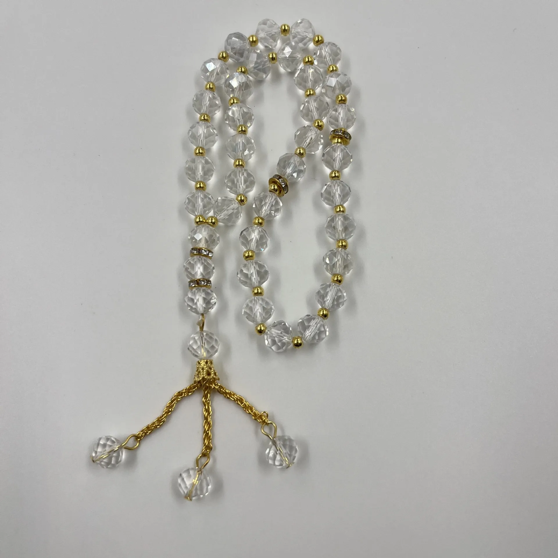Hot Sell 33 Pieces Crystal  Muslim Prayer Kurdistan Tasbih Prayer Glass Pearl Beads Islamic Tassel Pendant Muslim Bracelets