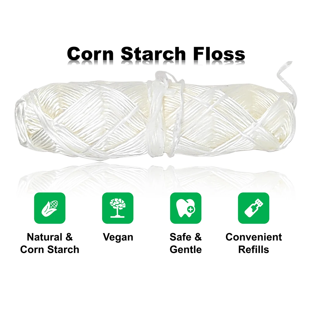30m Eco Plastic Free Biodegradable Oral Care Vegan Corn Natural Mint Bamboo Charcoal Dental Floss