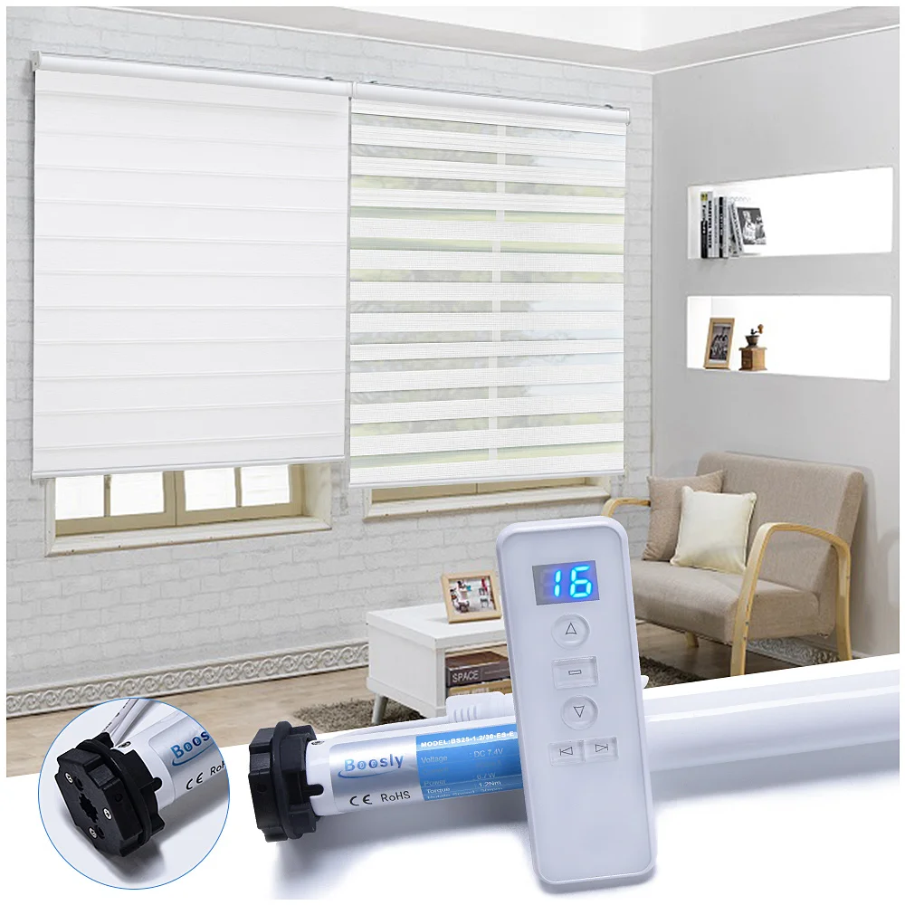 Customized Roller Zebra Blinds Motorized  Screen Fabric Window Smart Remote Control Home Automatic Waterproof Shades