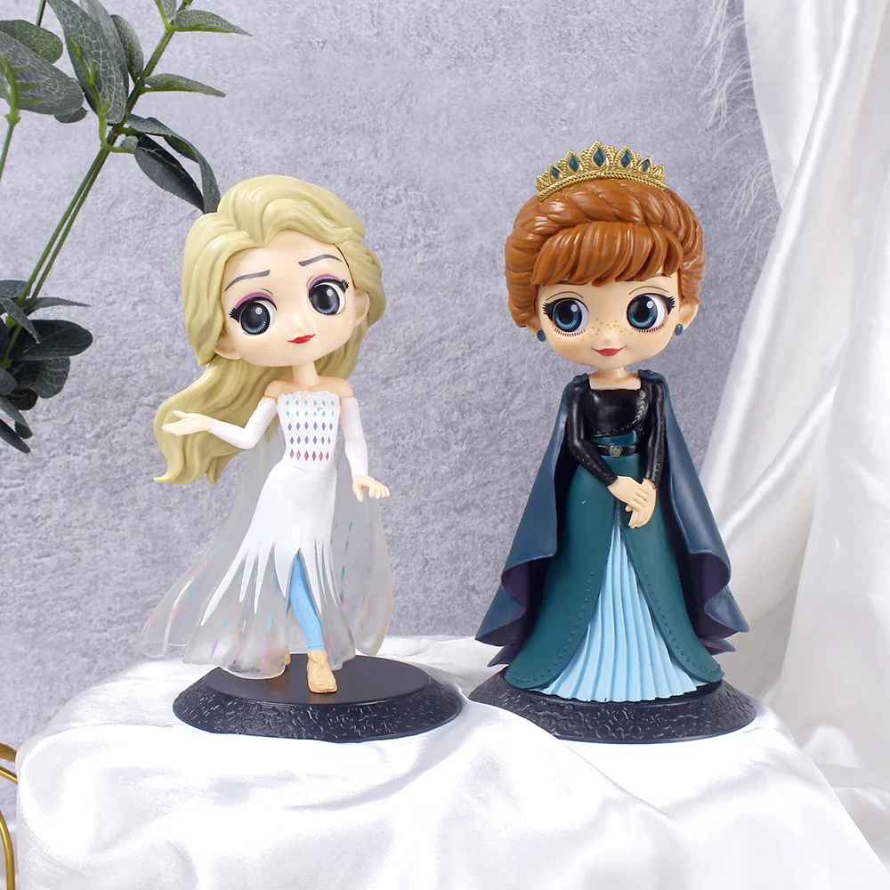 Q posket Princess action figure Gen.4 Elsa Anna doll Anime cartoon PVC figure toy for kids gift cake topper ornament