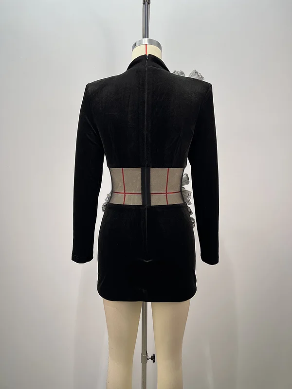 A9439 Fast Shipping Black Women Mini Party Dress Velvet Beaded Ladies Elegant Evening Dress