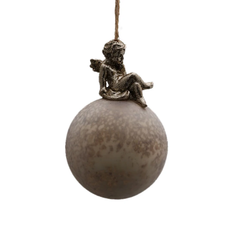 Decorative Christmas Glass Ball with Resin Animals Ornament