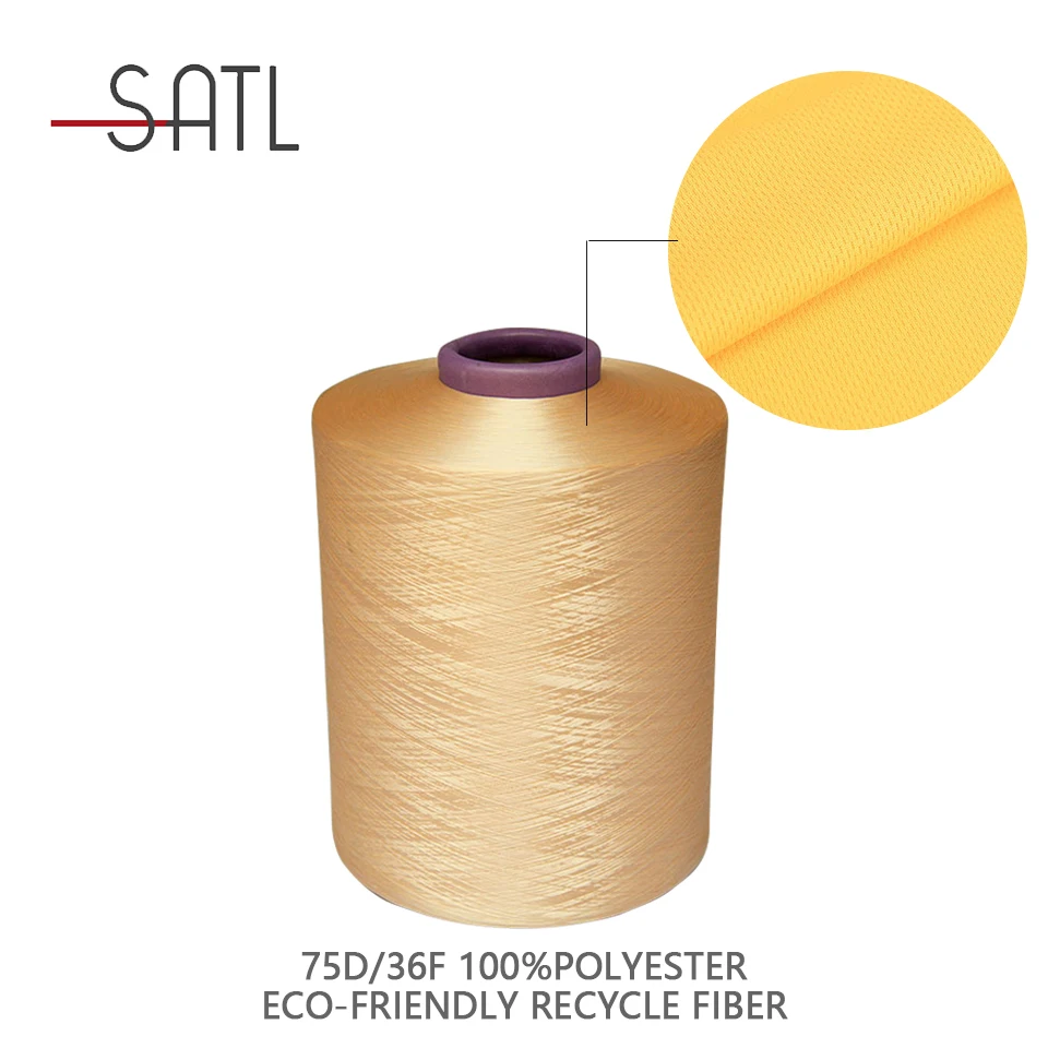 Factory Wholesale 75D/36F 100% Polyester DTY Eco-friendly Recycle Fiber Knitting Yarn For Ribbons