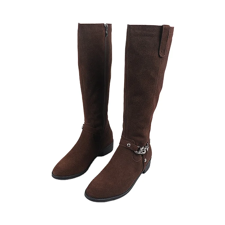 Новинка; Стильные женские модные сапоги на низком каблуке; Женские до колена молнии; Кожаная