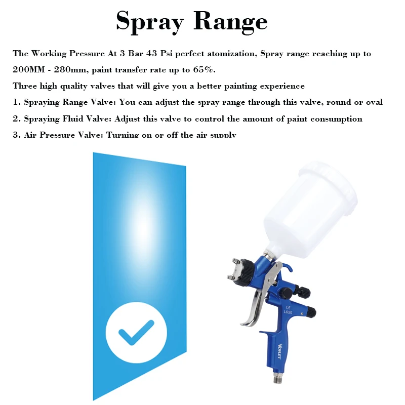 Voylet LS20 Professional HVLP Spray Gun 1.3MM Nozzle Auto Body Car Paint Gun Automotive Air Spray Gun