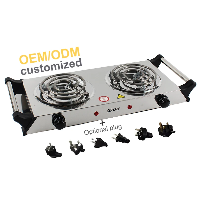 Wholesale Safety Stainless Steel 2000 Watt Portable 2 Burner Electric Coil Stove For Kitchen Use