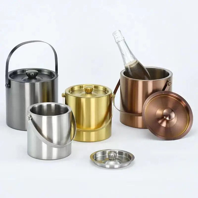 wholesale gold rose gold silver patron ice bucket  stainless steel ice bucket insulated with lid