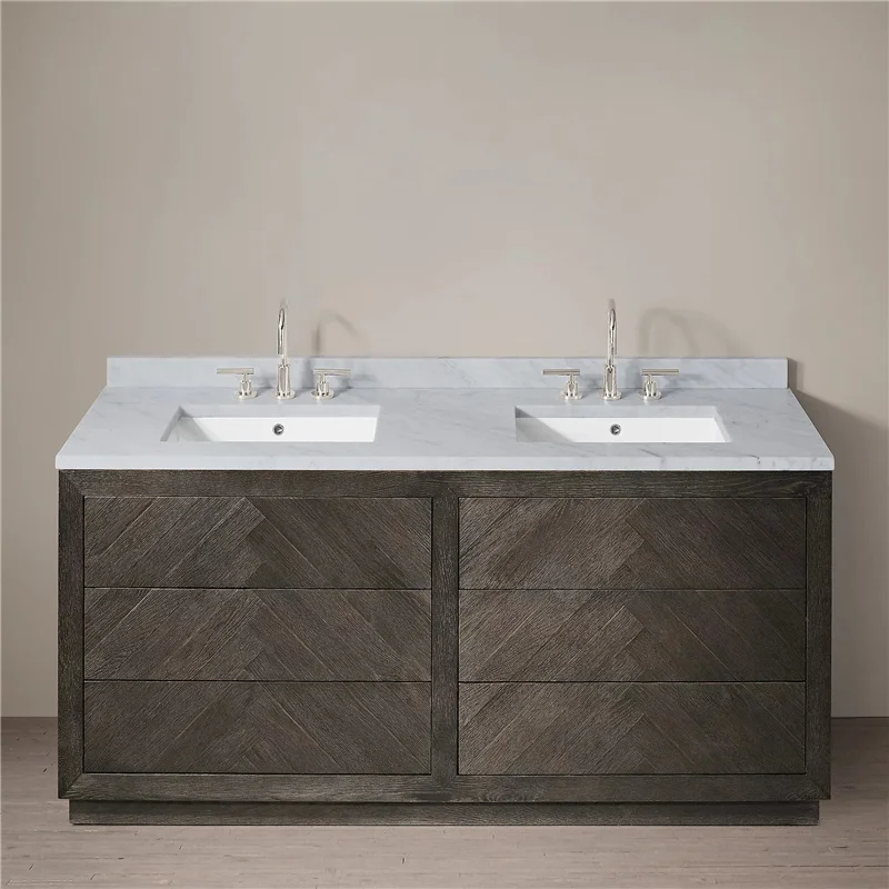 Simple Black Home Wooden Bathroom Cabinet Washing Table Vanity Table Washed Console Table with Dresser