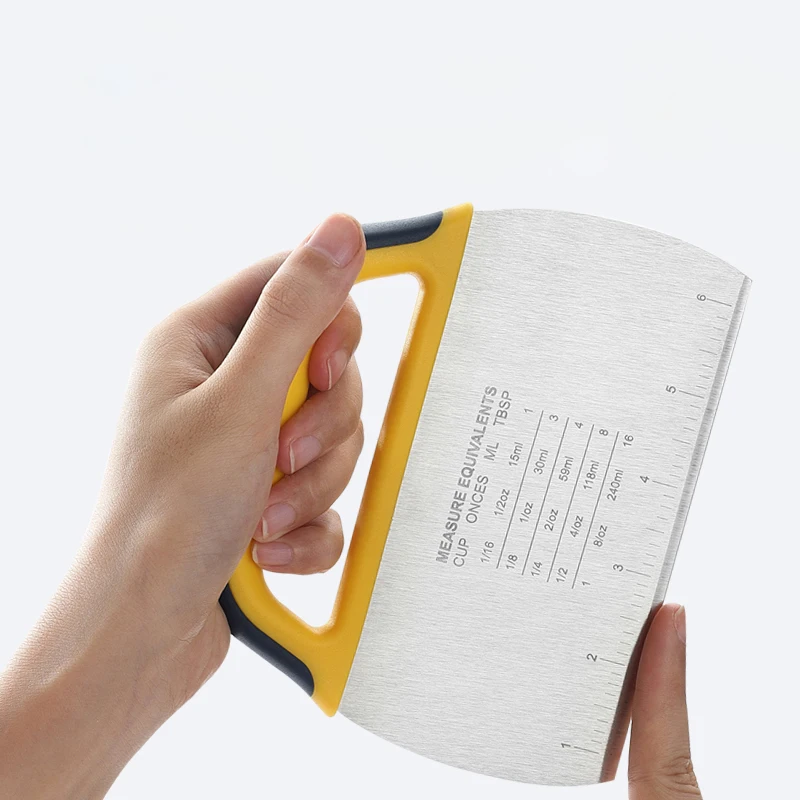 Kitchen Baking Tool Dough Scraper with Measuring Scale Stainless Steel dough Scraper Cutter