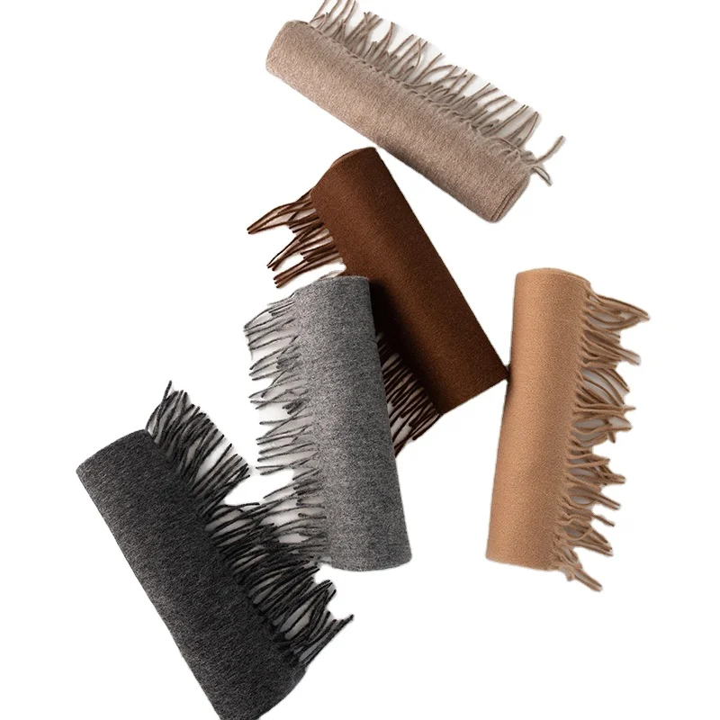 Женский однотонный шерстяной шарф для осенне-зимнего 2024 Повседневный сплошной утолщенный платок с новой бахромой