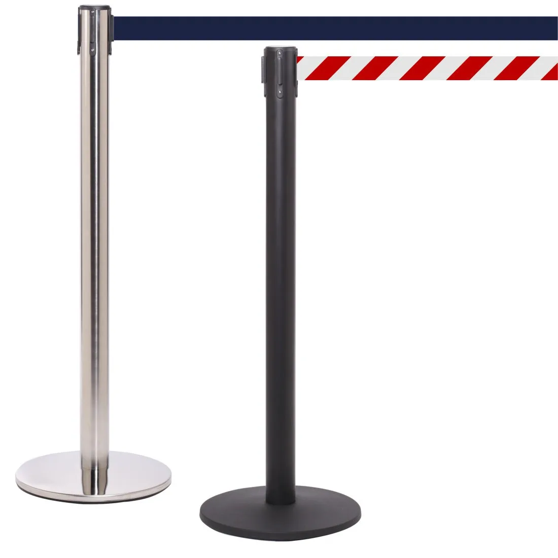High Quality Black Metal Cast Iron Base Modern Bank Queue Line Crowd Control  Traffic Barrier Retractable Belt Stanchion