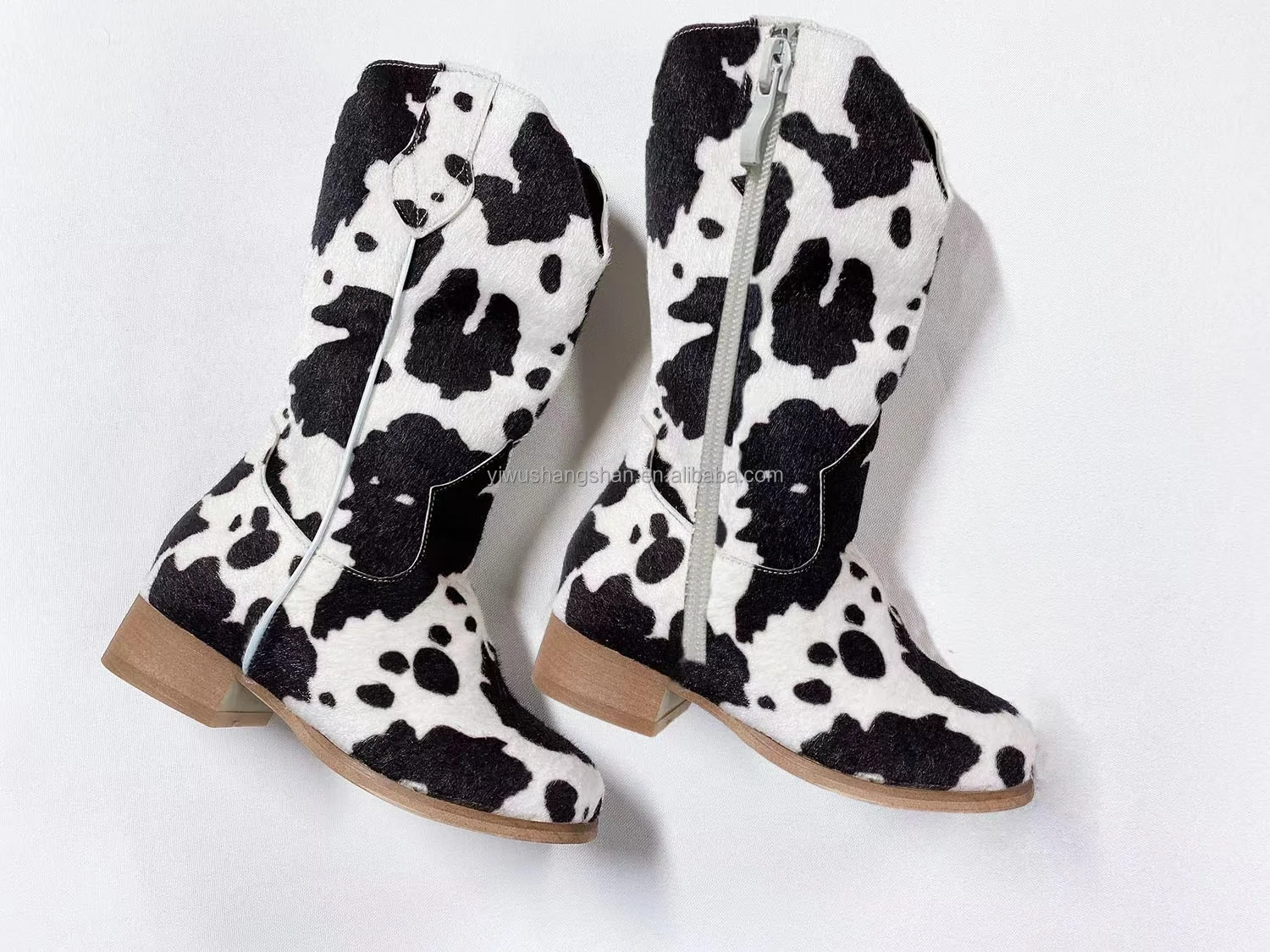 New Zipper Midi Boots Kids Fashion Glitter Cowgirl Shoes Girls Sparkly Faux Leather Kids Boots Kids Cowboy Boots