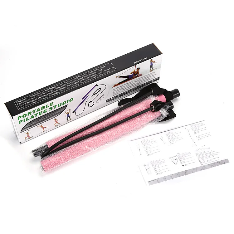 New product Portable Yoga exercise Pilates Stick with Resistance Band Pilates Bar