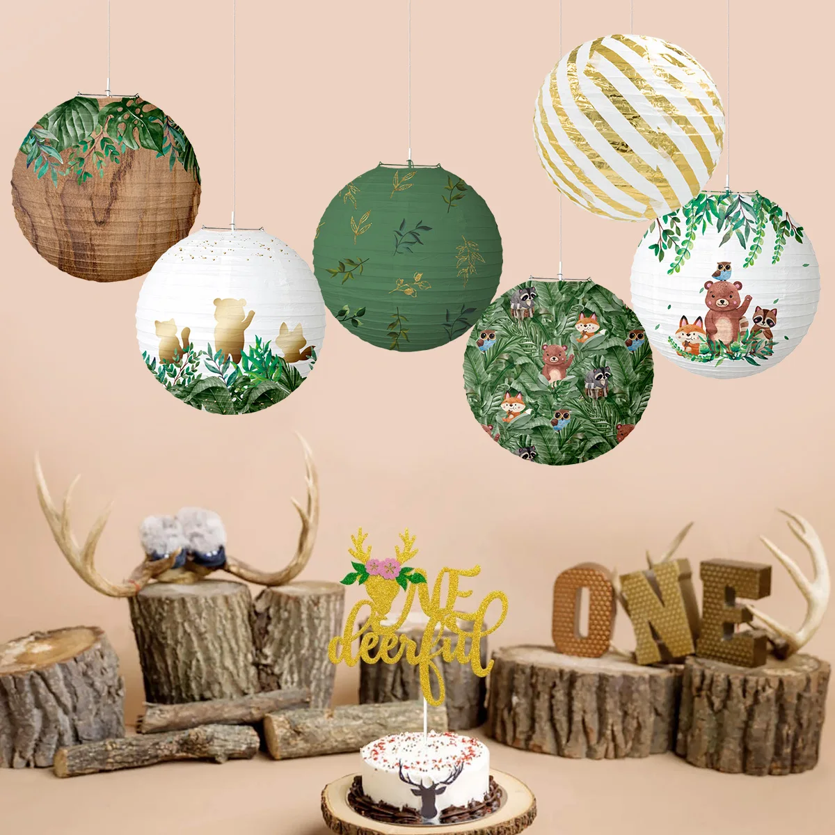 DIY Cartoon Dinosaur Round Paper Lantern Lanterns for Kids Happy Birthday Themed New Year Party Hanging Decor Supplies