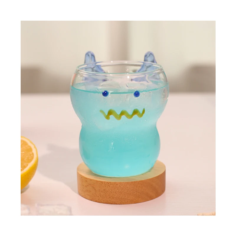 Creative cute dragon glass cartoon animal shape water glass juice cold drink glass fancy coffee cups