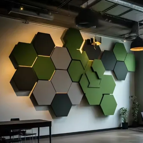 White Hexagon Self-Adhesive Acoustic Panels High Density Polyester Soundproof Padding Noise Deadening Gym Bedroom Hotel School