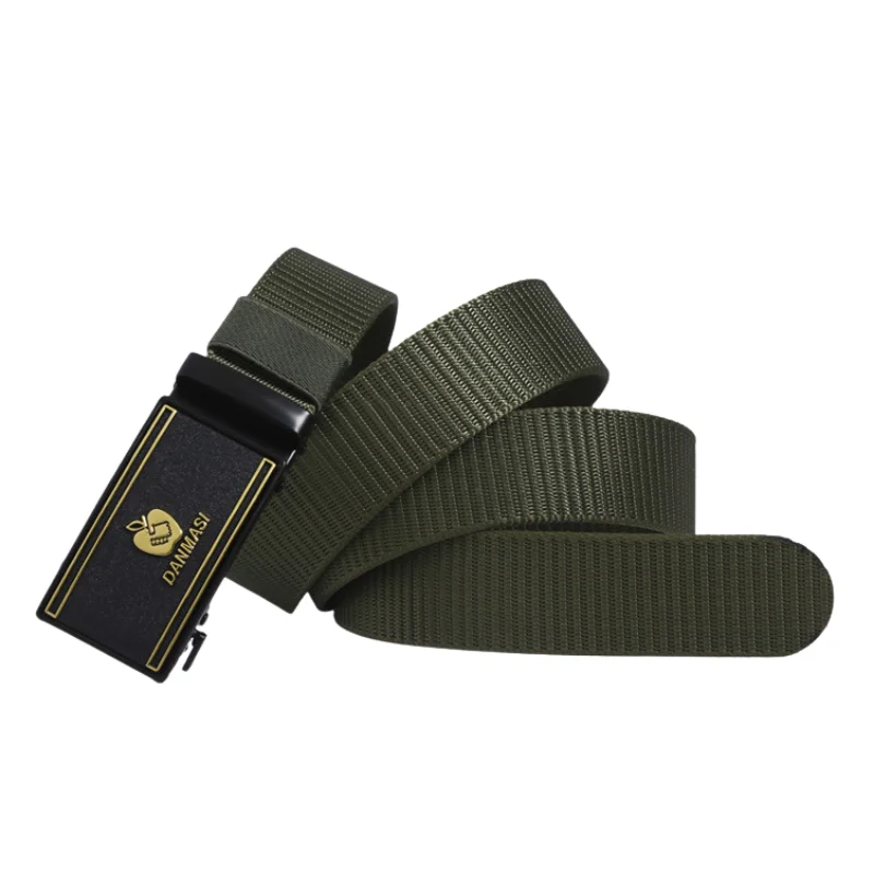 Belt male toothless automatic buckle nylon canvas belt outdoor leisure breathable belt manufacturers directly customized LOGO
